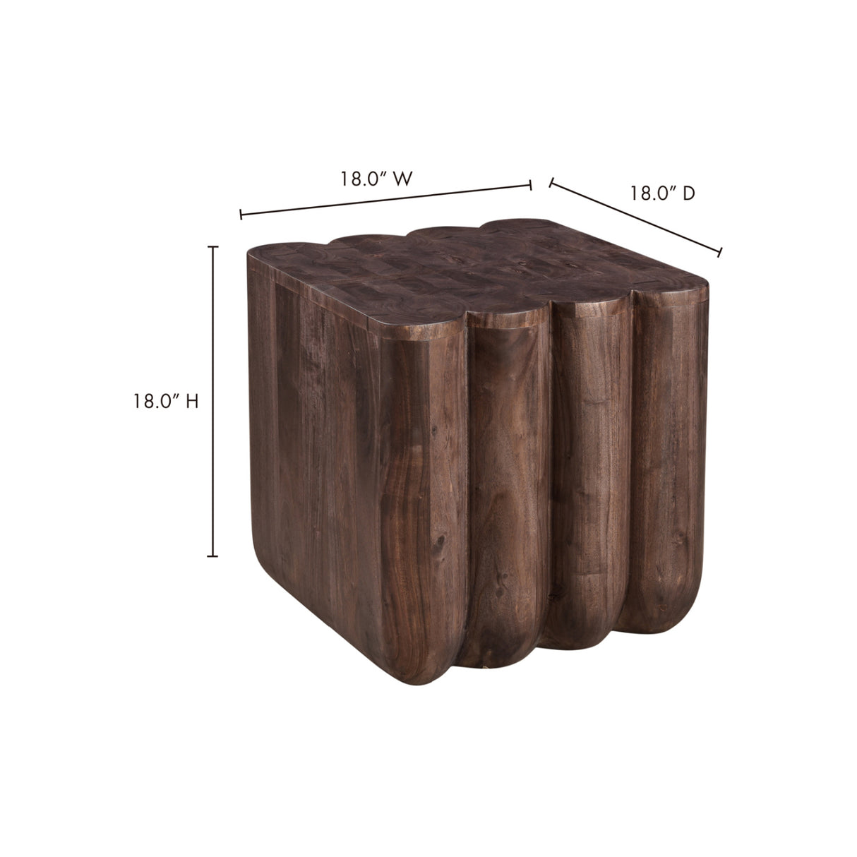 Modern European furniture - Scalloped Brown Acacia Accent Table - www.oroa.com | Oroa.com