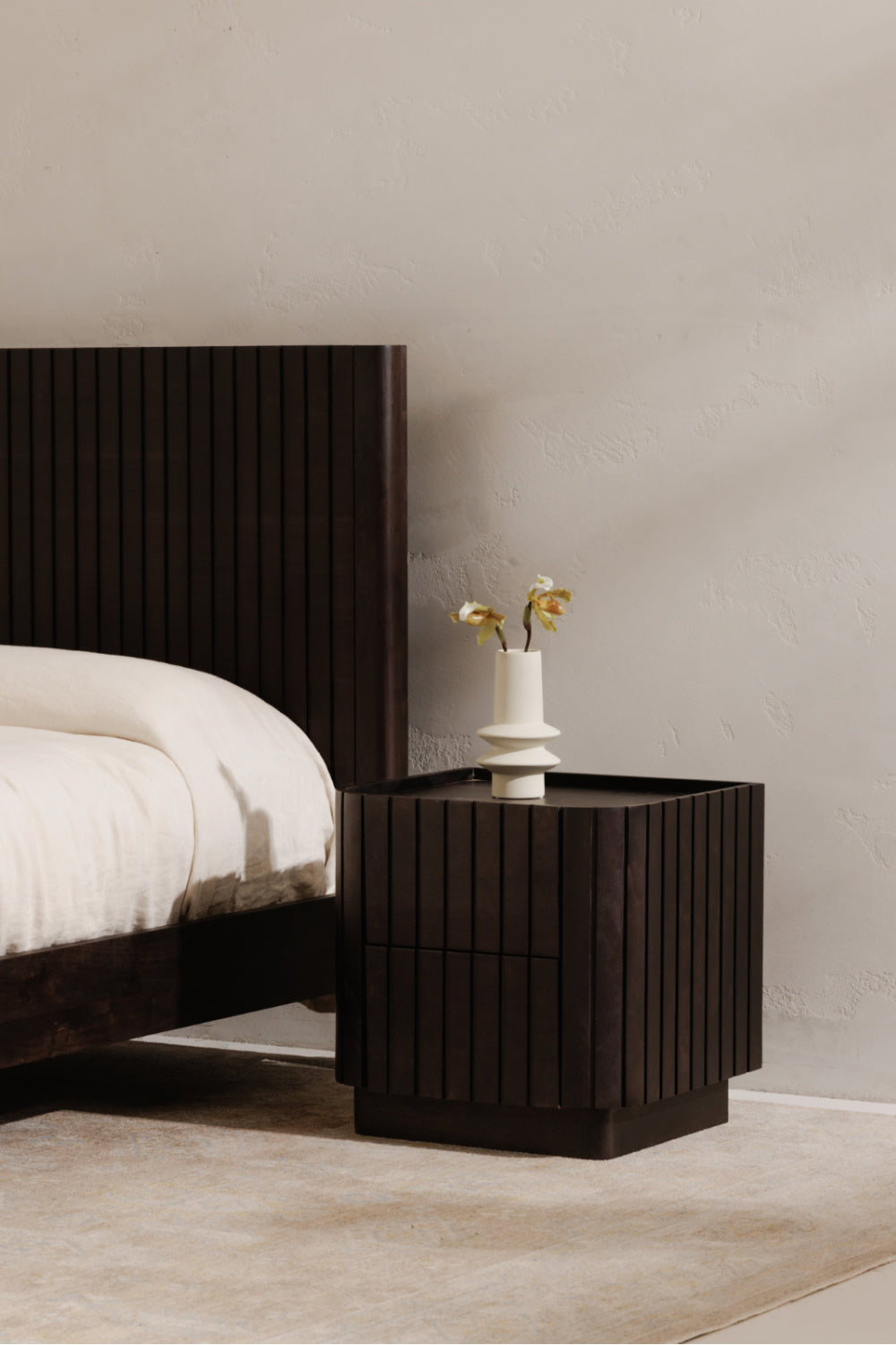 Modern European furniture - Black Acacia 2-Drawer Nightstand - www.oroa.com | Oroa.com