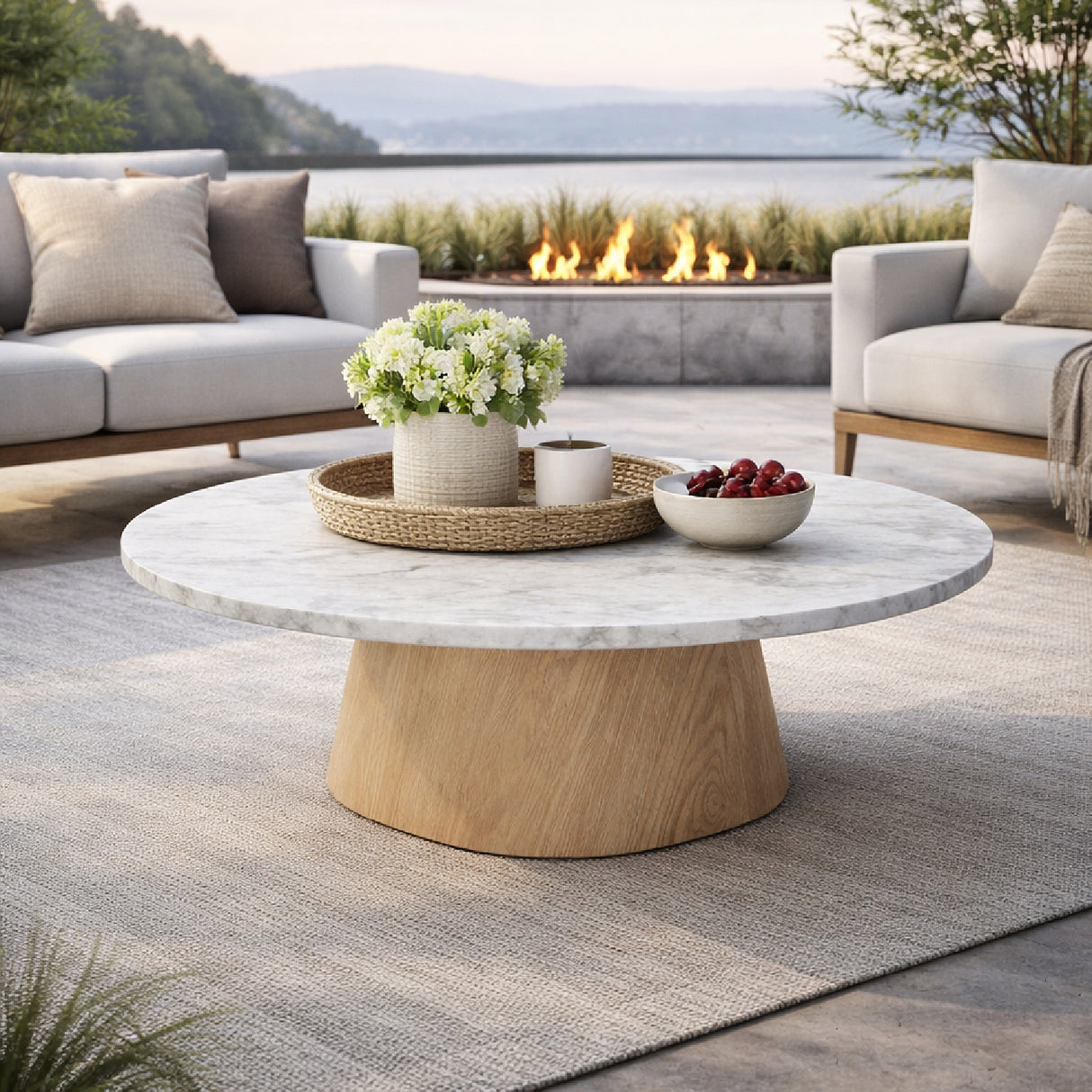 Modern European furniture - Round White Marble Coffee Table - www.oroa.com | Oroa.com