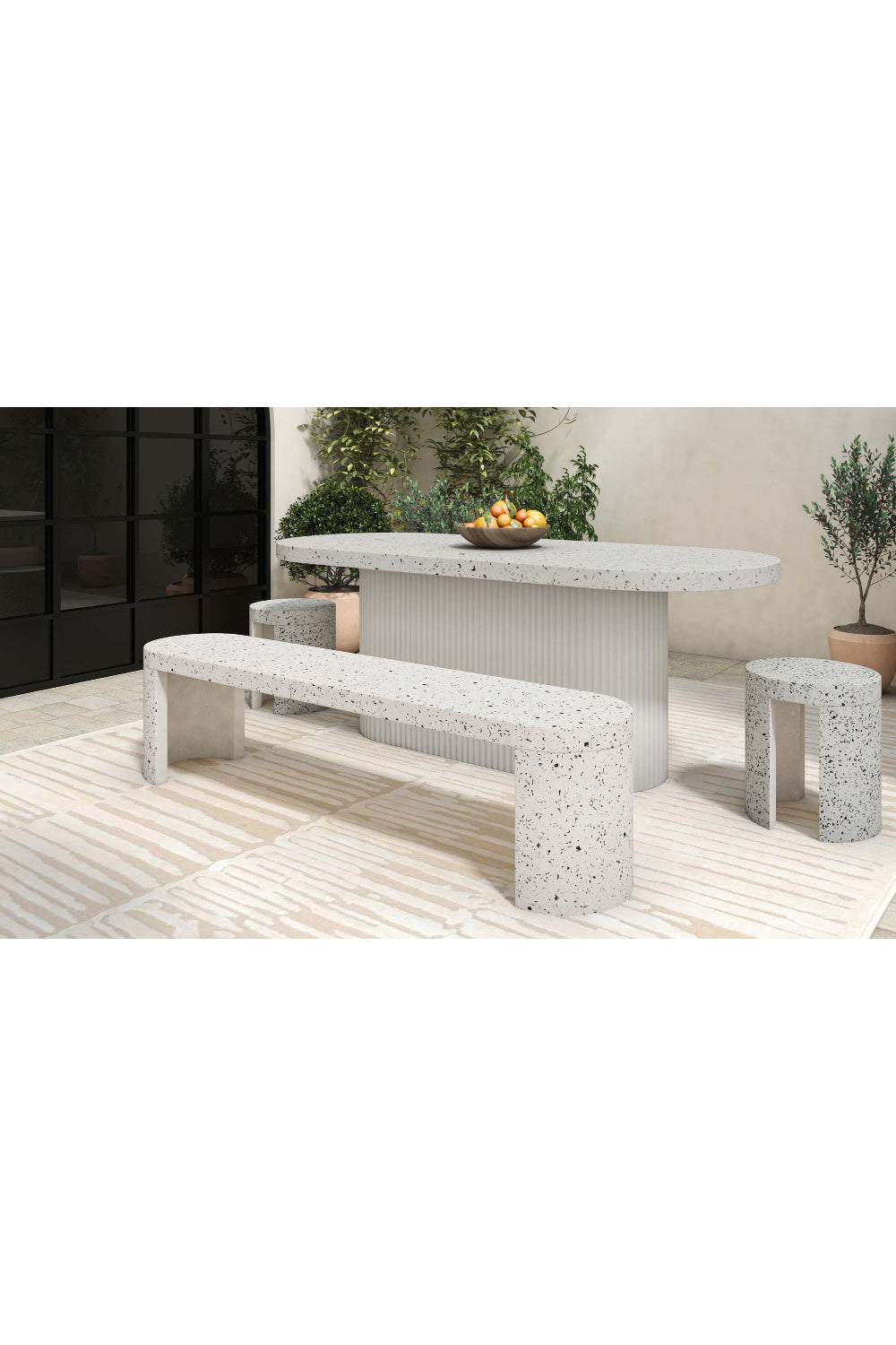 Modern European furniture - White Terrazzo Outdoor Stool - www.oroa.com | Oroa.com