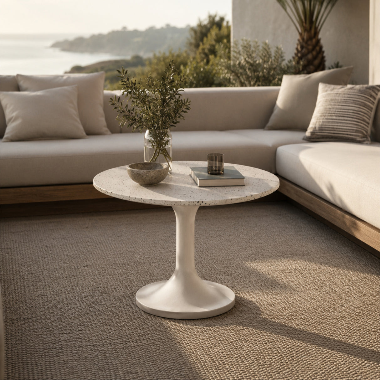 Modern European furniture - White Terrazzo Outdoor Coffee Table - www.oroa.com | Oroa.com