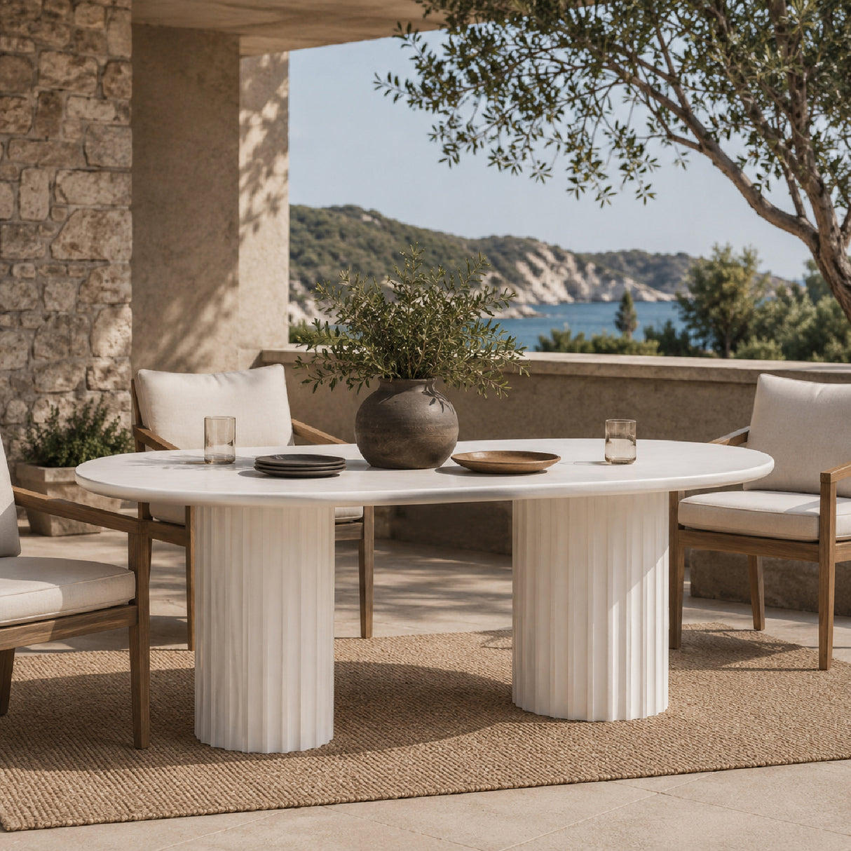 Modern European furniture - White Oval Outdoor Dining Table - www.oroa.com | Oroa.com