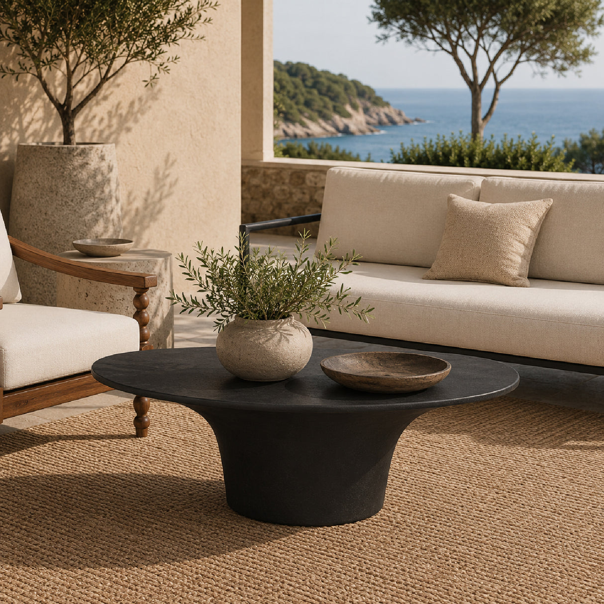 Modern European furniture - Black Concrete Outdoor Coffee Table - www.oroa.com | Oroa.com