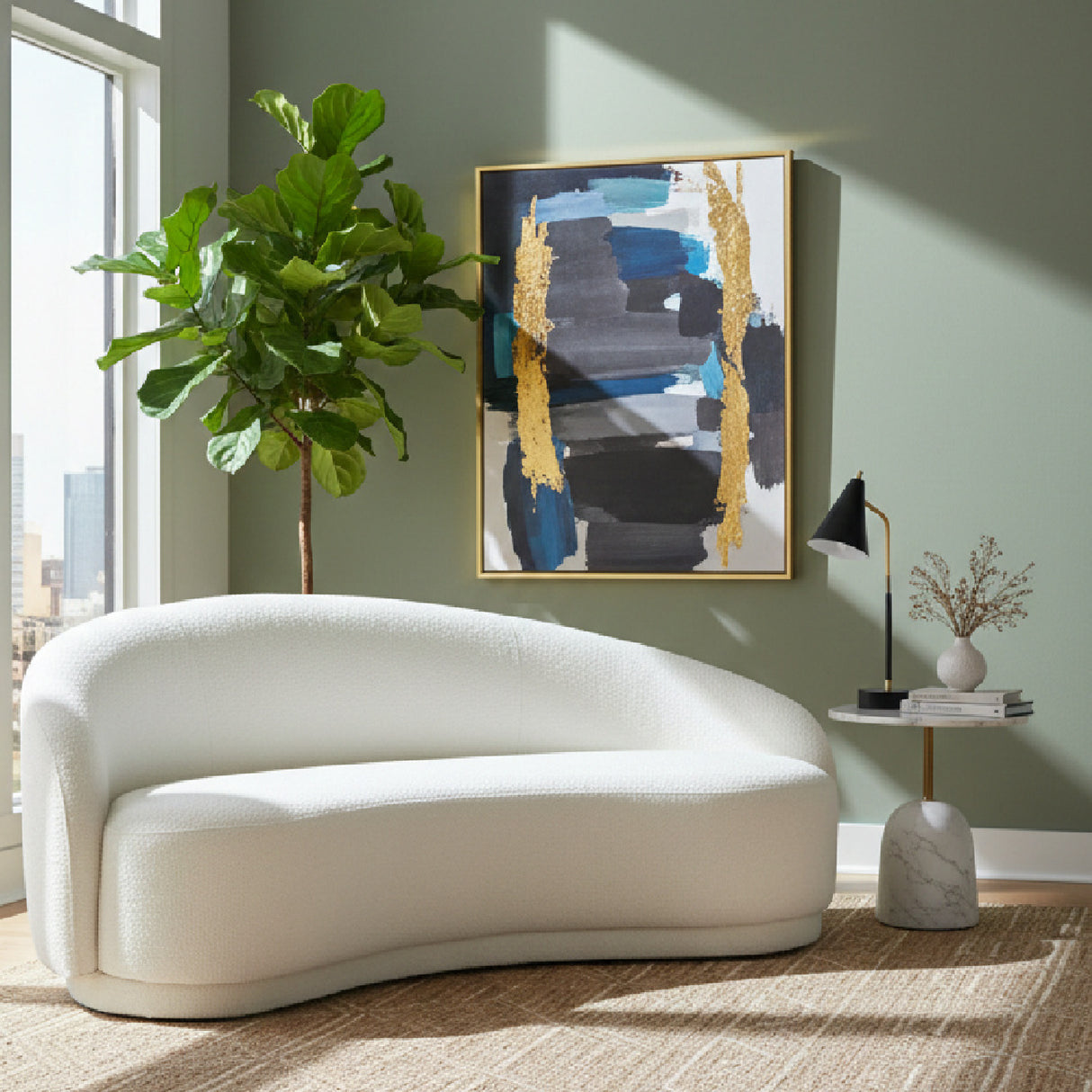 Curved Cream Boucle Sofa | Oroa.com