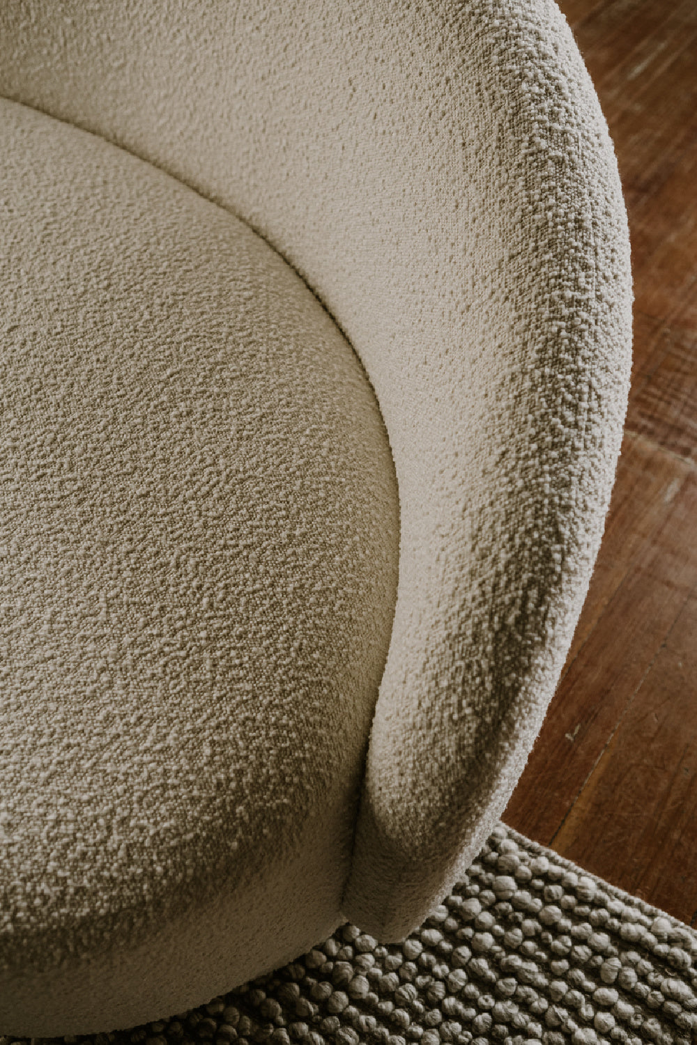 Modern European furniture - Curved Cream Boucle Sofa - www.oroa.com | Oroa.com