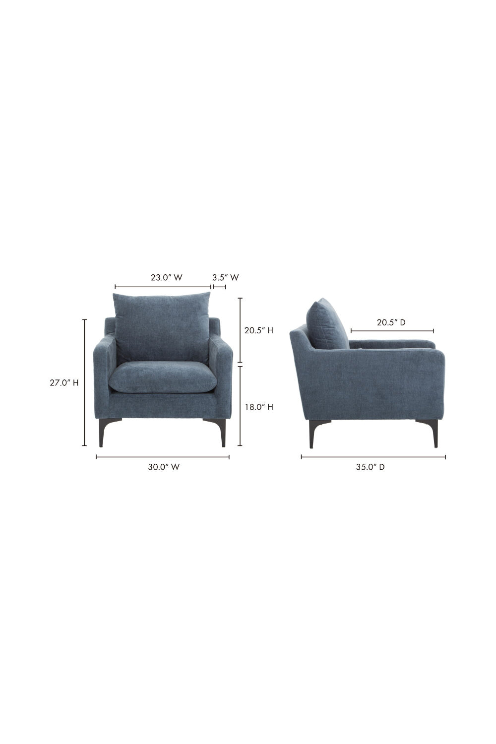 Modern European furniture - Blue Angled-Back Lounge Chair - www.oroa.com | Oroa.com