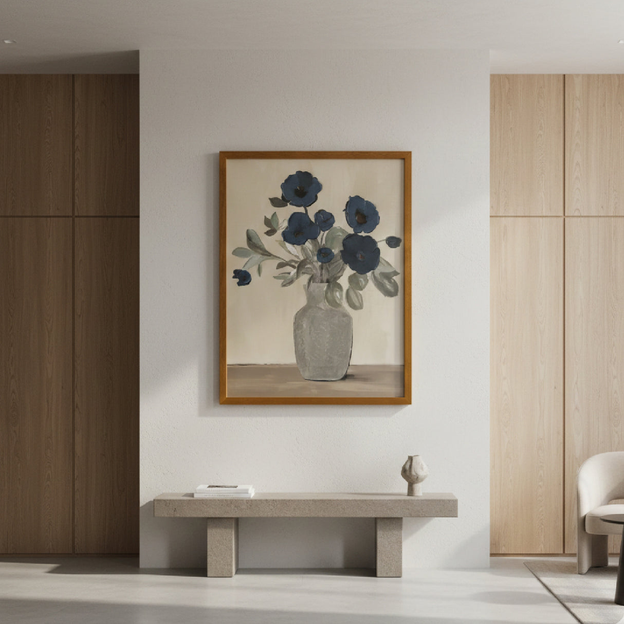 Modern European furniture - Blue Flowers Framed Painting - www.oroa.com | Oroa.com