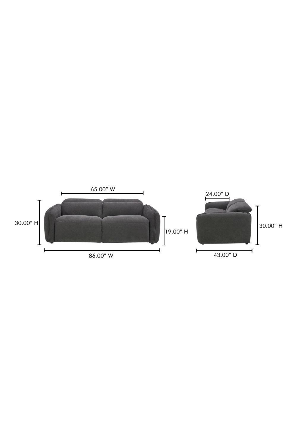 Modern European furniture - Gray Power Recliner Sofa - www.oroa.com | Oroa.com