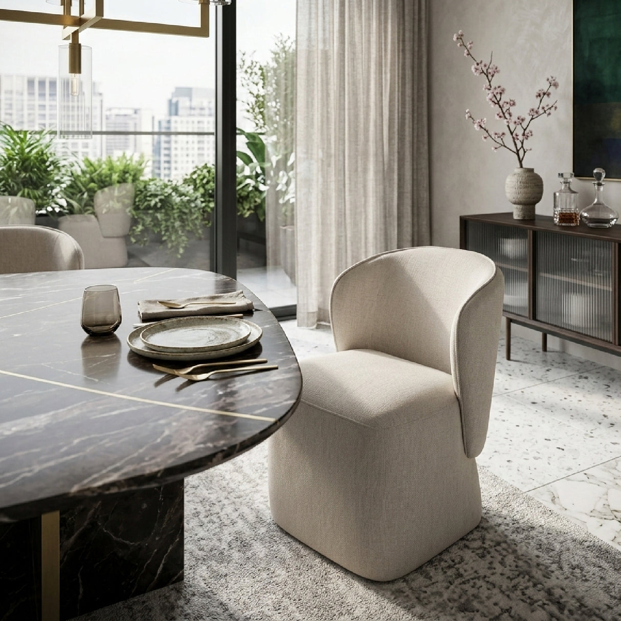 Modern European furniture - Curved Back Rolling Dining Chair - www.oroa.com | Oroa.com