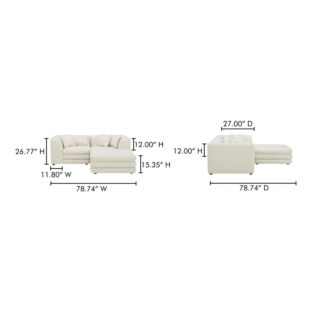 Modern European furniture - White Modular Chair With Ottoman - www.oroa.com | Oroa.com