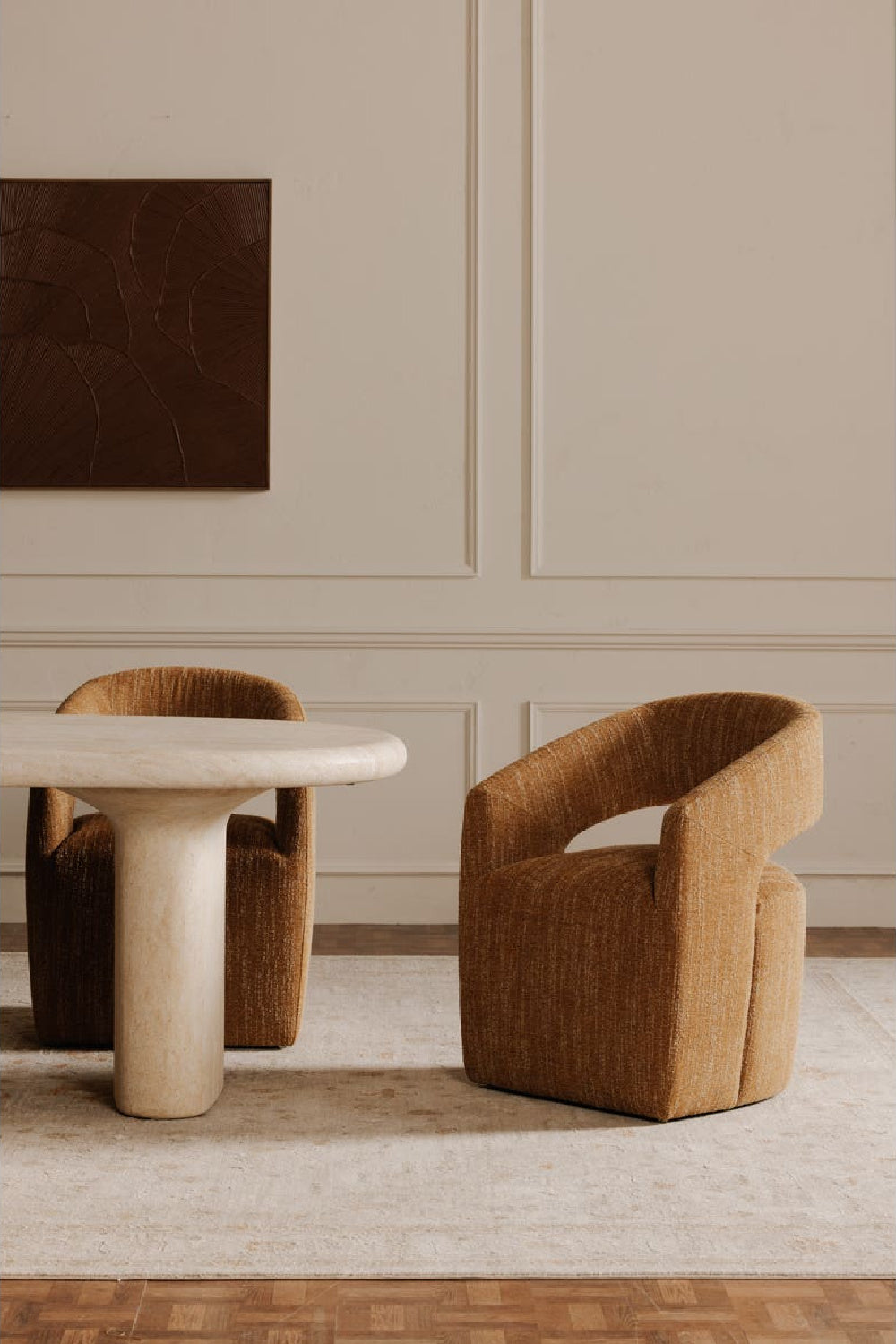 Modern European furniture - Brown Open-Back Rolling Dining Chair - www.oroa.com | Oroa.com