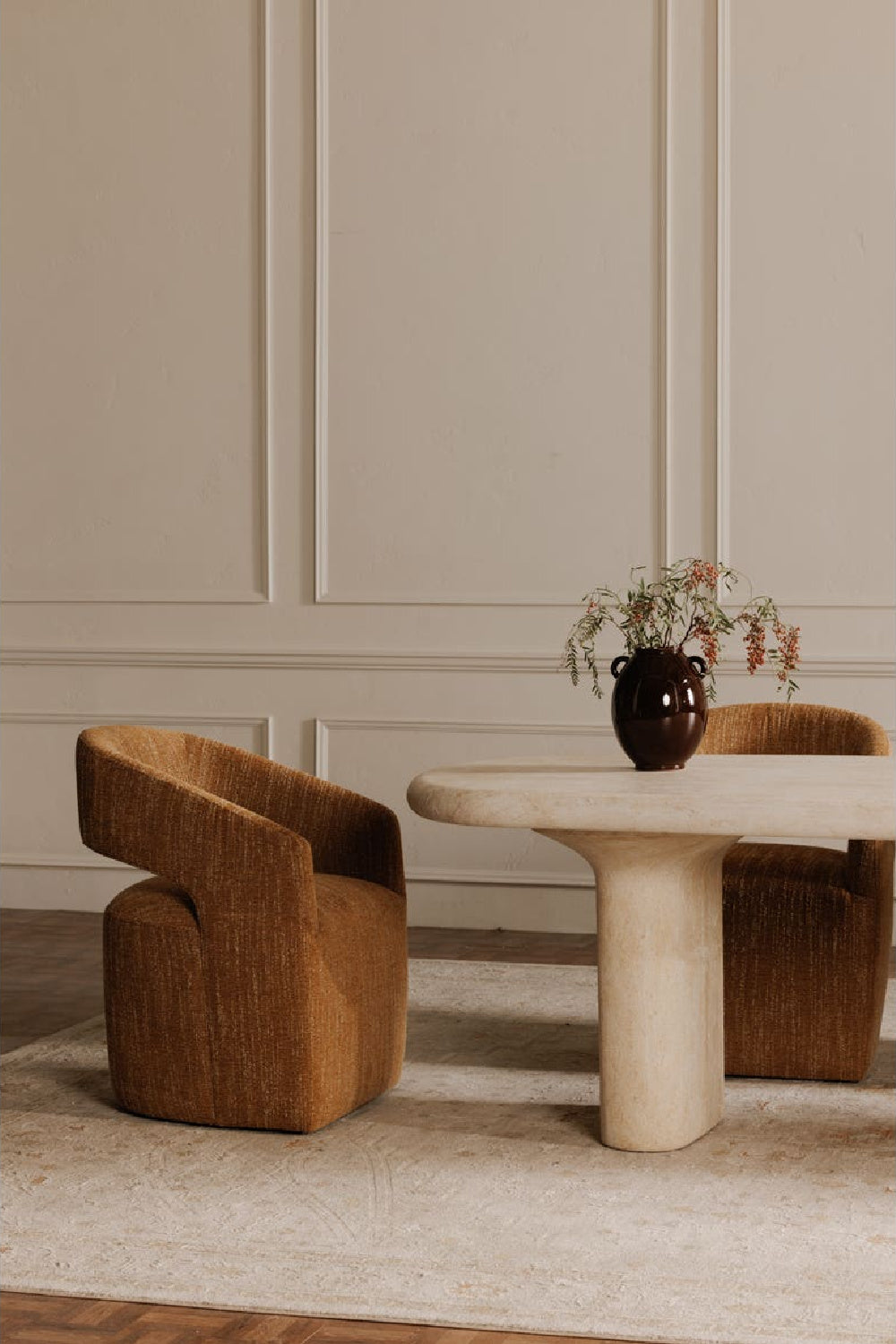 Modern European furniture - Brown Open-Back Rolling Dining Chair - www.oroa.com | Oroa.com