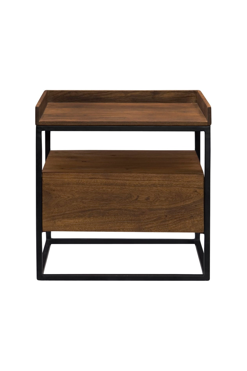 Modern European furniture - Brown Acacia 1-Drawer Side Table - www.oroa.com | Oroa.com