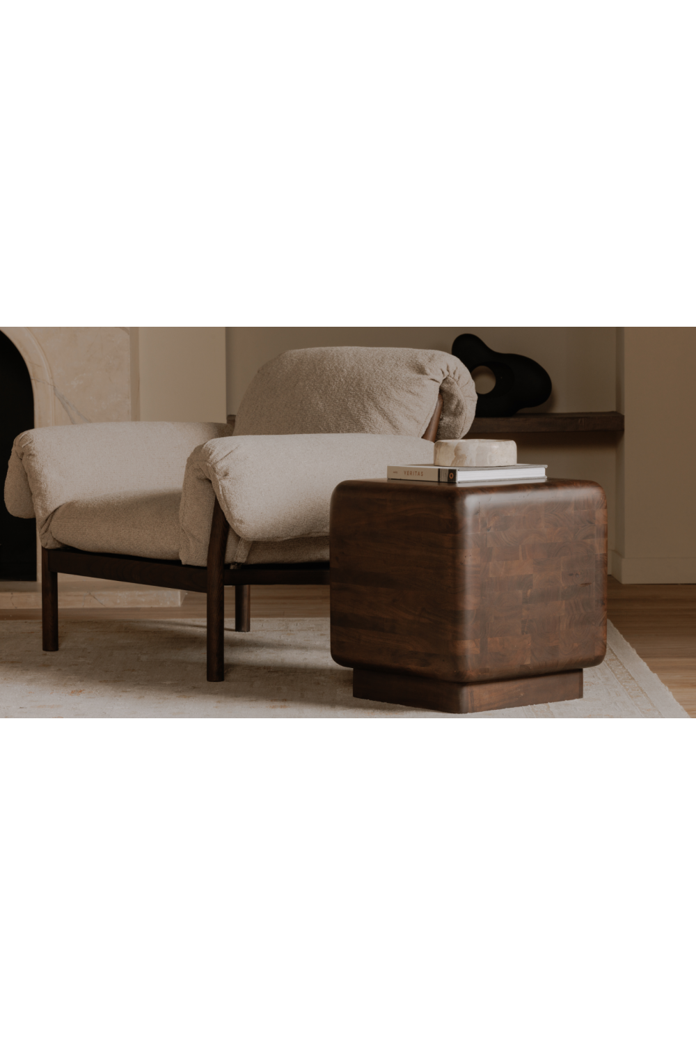 Modern European furniture - Brown Acacia Cube Side Table - www.oroa.com | Oroa.com