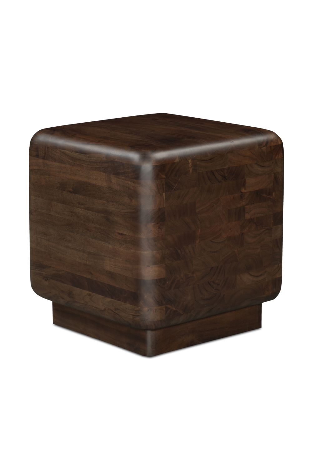Modern European furniture - Brown Acacia Cube Side Table - www.oroa.com | Oroa.com