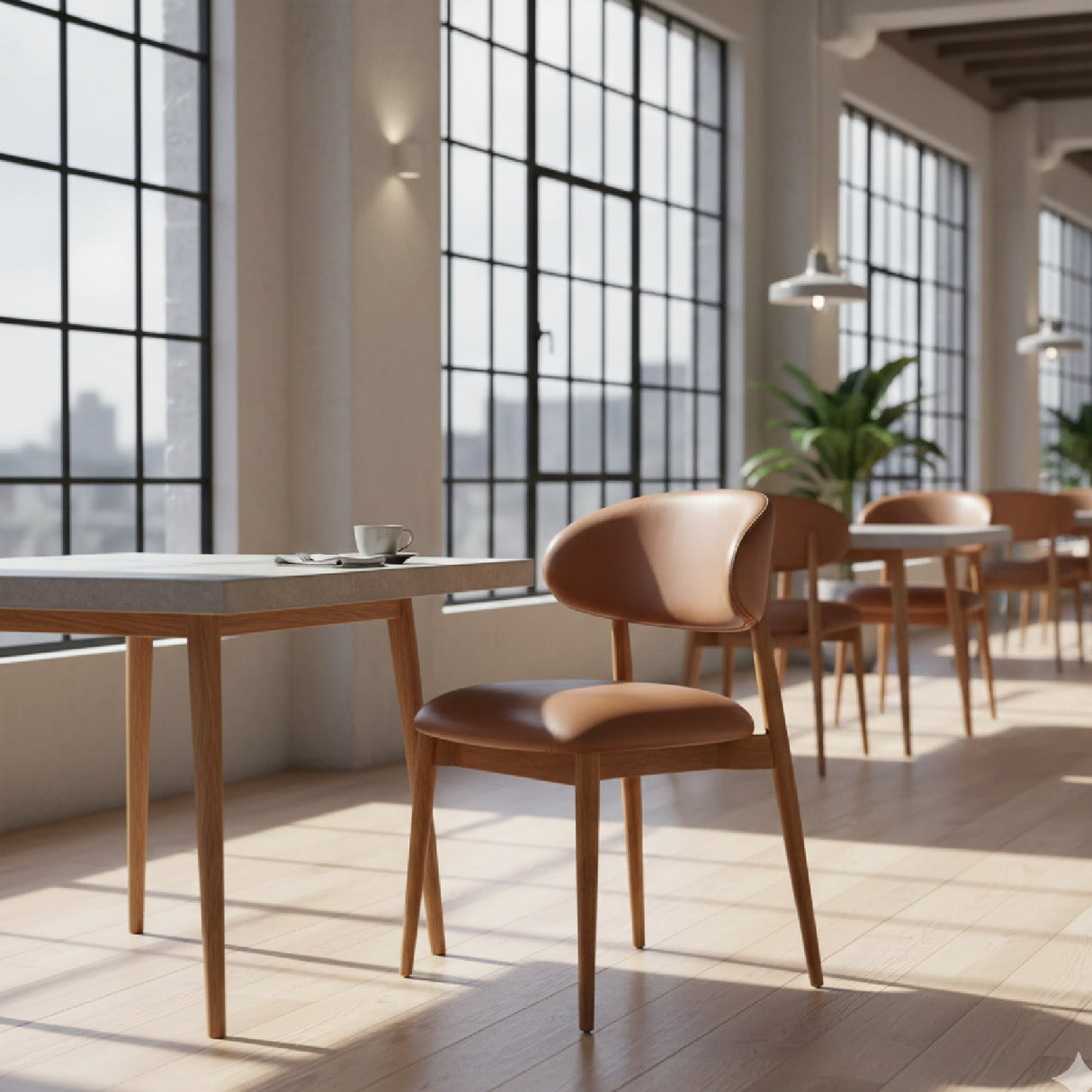 Modern European furniture - Brown Leather Dining Chair - www.oroa.com | Oroa.com