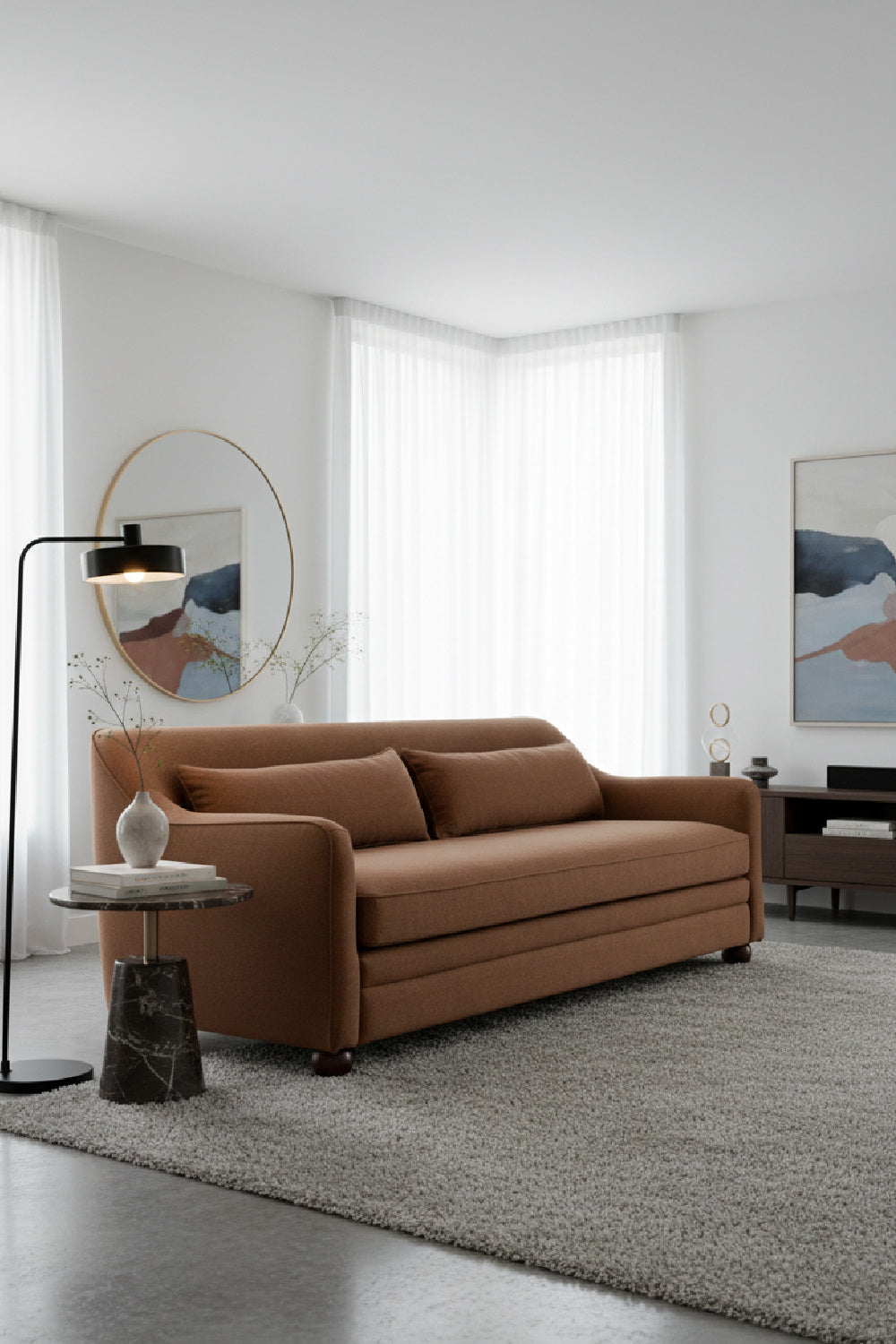 Modern European furniture - Cushioned Fabric Sofa - www.oroa.com | Oroa.com