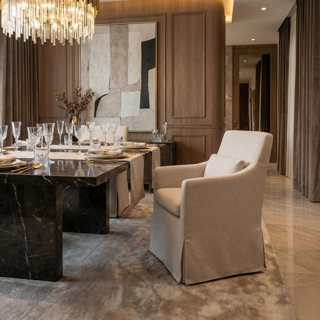Modern European furniture - Beige Slipcover Dining Chair - www.oroa.com | Oroa.com