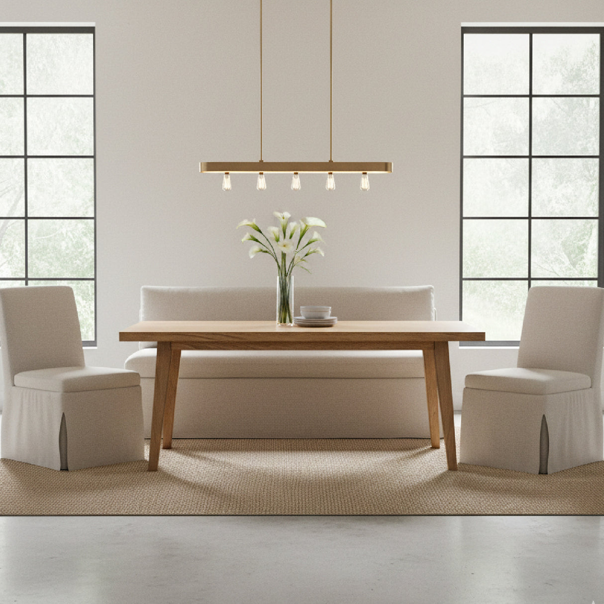 Modern European furniture - Beige Dining Bench Slipcover - www.oroa.com | Oroa.com