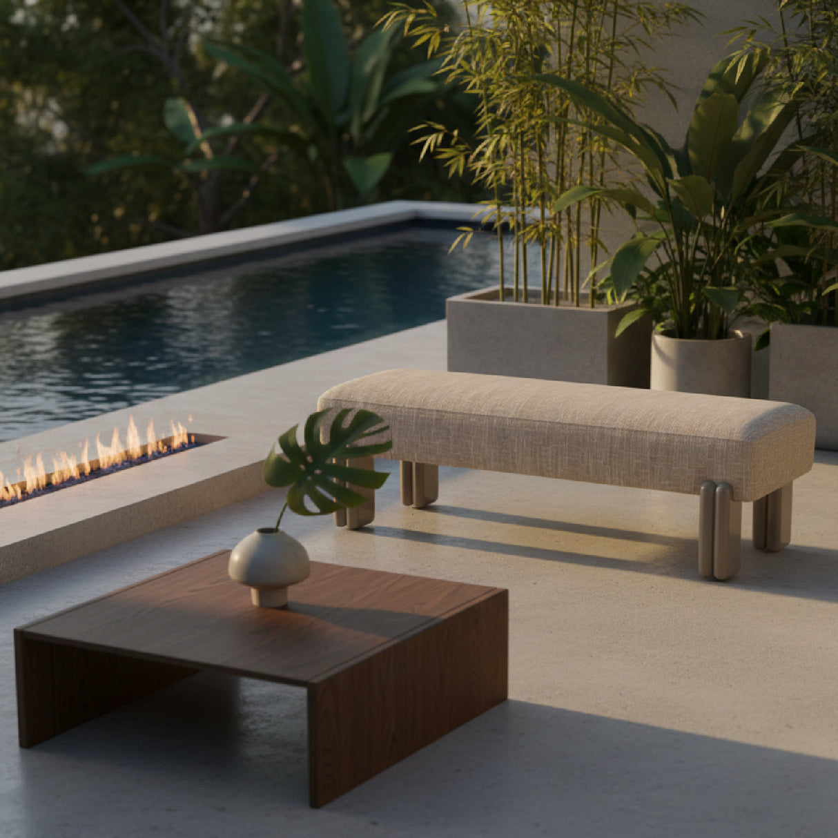 Modern European furniture - Textured Fabric Bench - www.oroa.com | Oroa.com