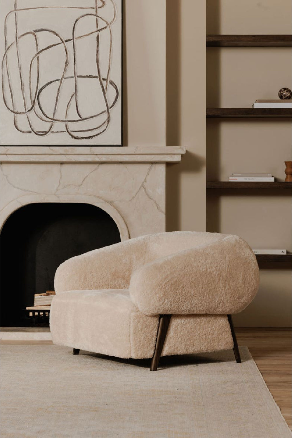 Modern European furniture - Cream Fur Lounge Chair - www.oroa.com | Oroa.com