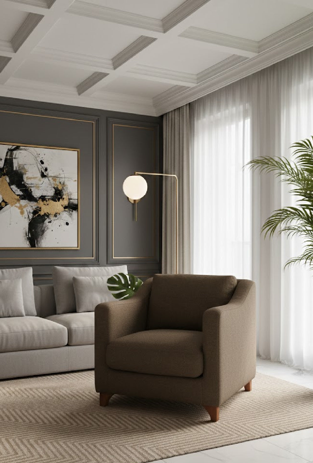 Modern European furniture - Textured Boucle Accent Chair - www.oroa.com | Oroa.com