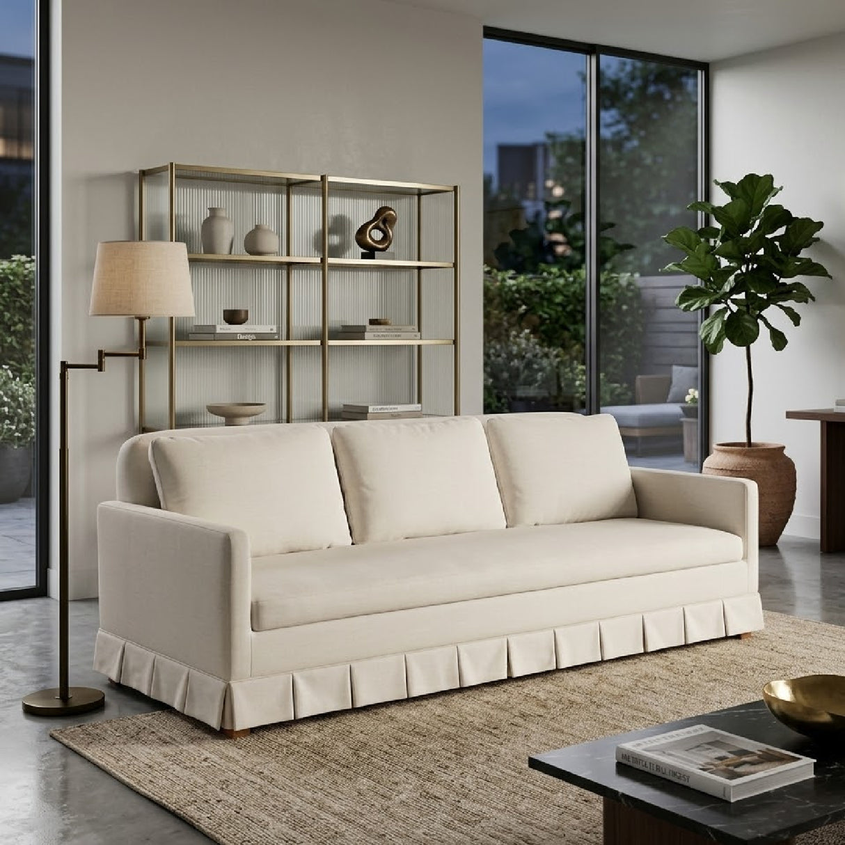 Pleated Skirt Fabric Sofa | Oroa.com
