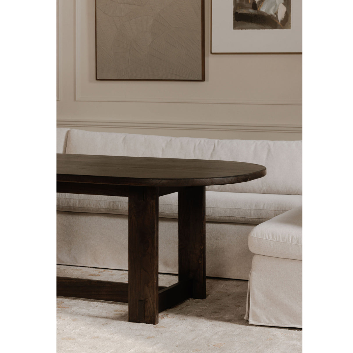 Modern European furniture - Beige L-Shaped Dining Banquette Slipcover M - www.oroa.com | Oroa.com