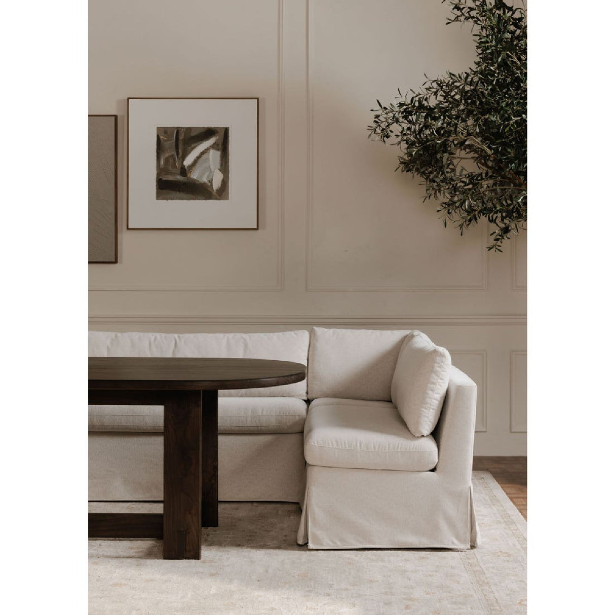 Modern European furniture - Beige U-Shaped Dining Banquette Slipcover XS - www.oroa.com | Oroa.com