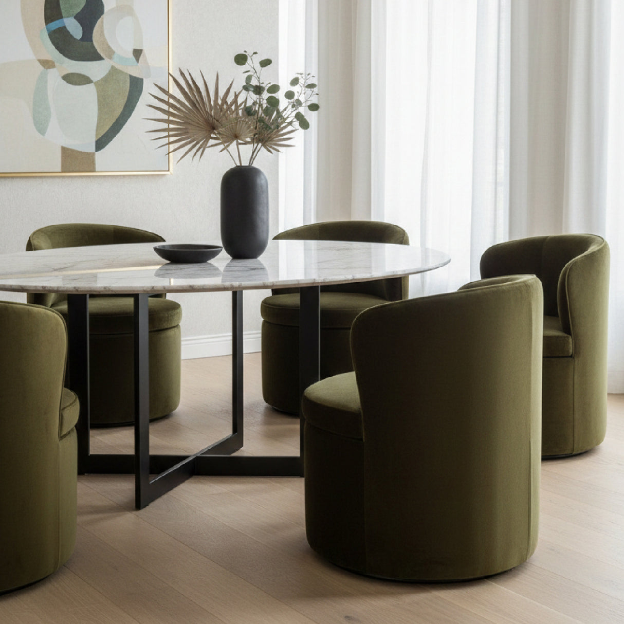 Modern European furniture - Upholstered Swivel Dining Chair - www.oroa.com | Oroa.com