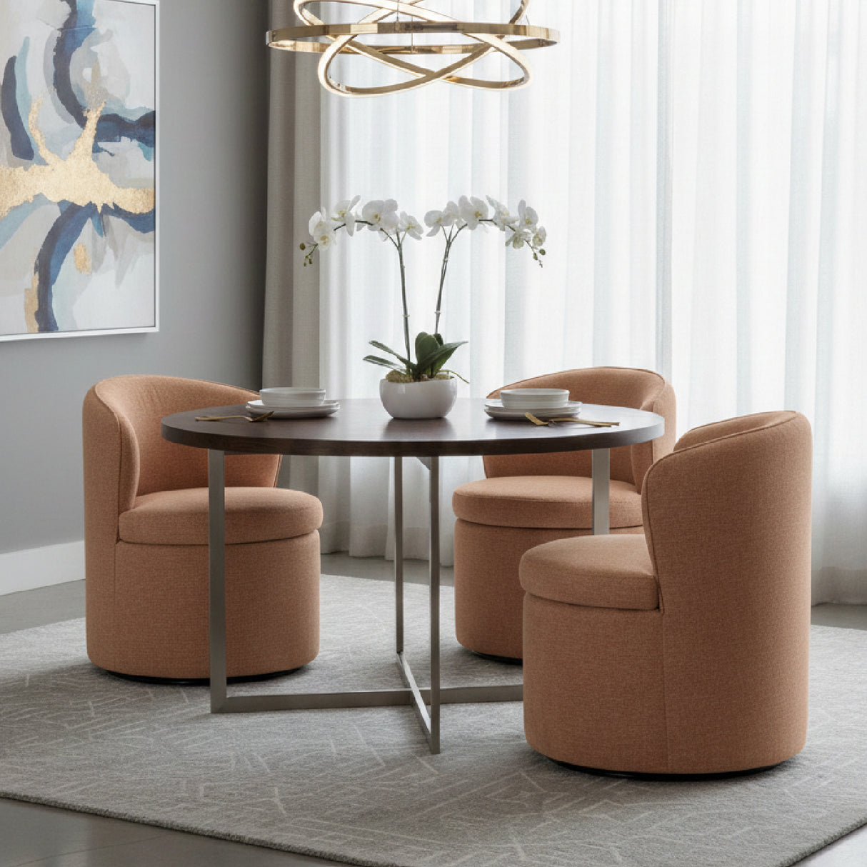 Modern European furniture - Upholstered Swivel Dining Chair - www.oroa.com | Oroa.com