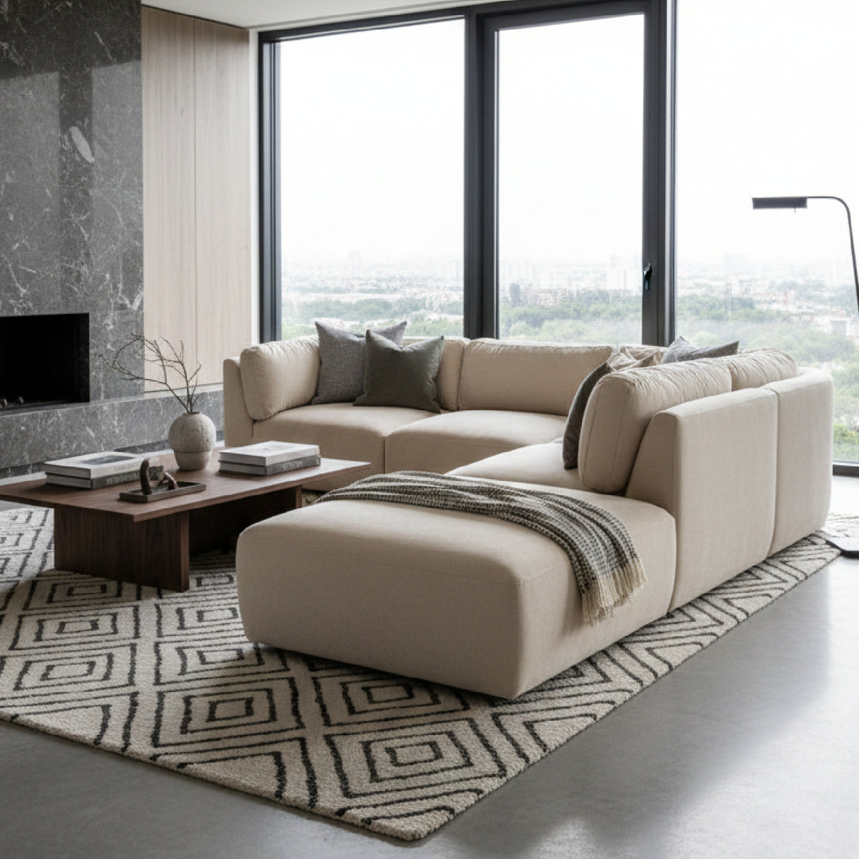 Modern European furniture - Chenille Modular Sofa - www.oroa.com | Oroa.com