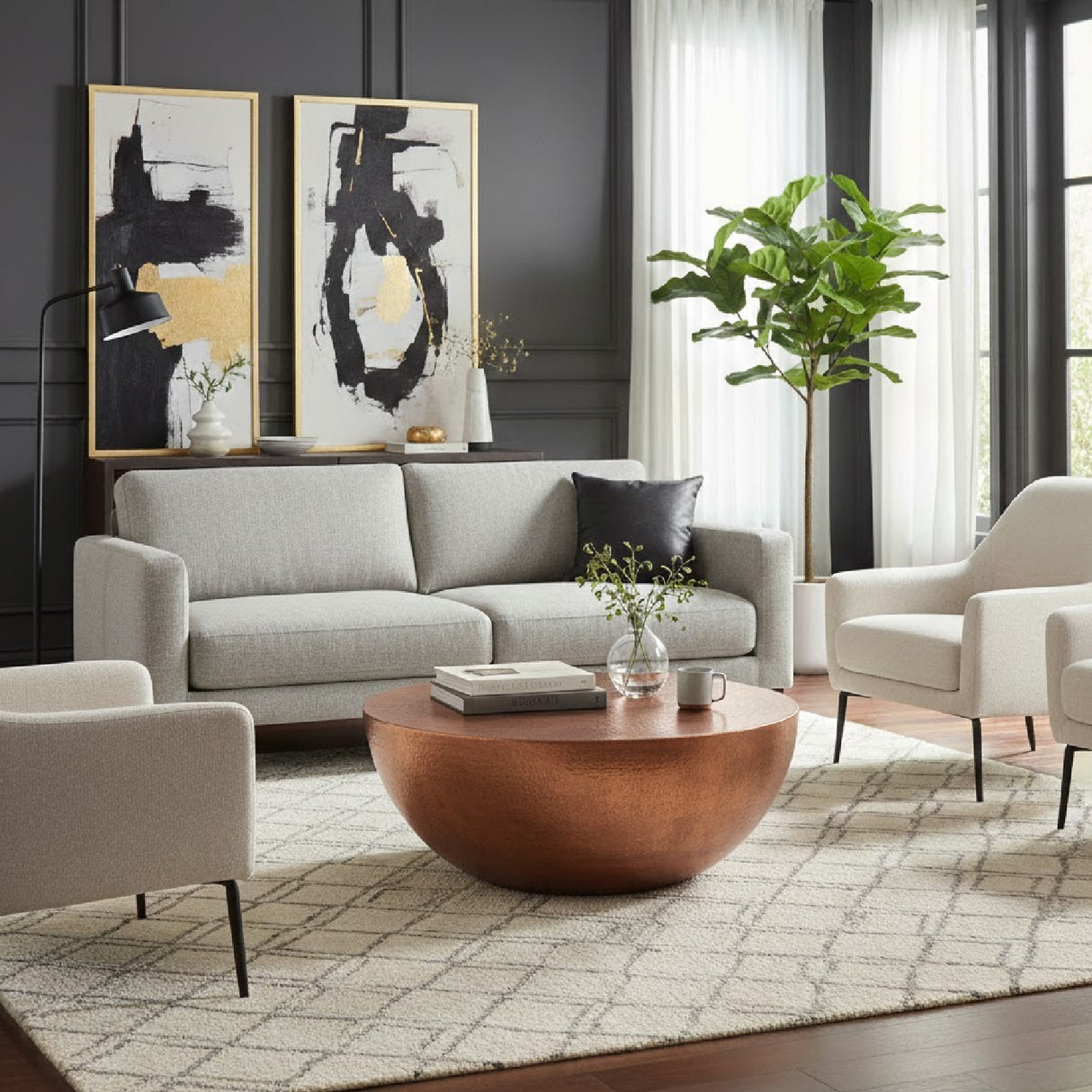 Modern European furniture - Metallic Round Coffee Table - www.oroa.com | Oroa.com