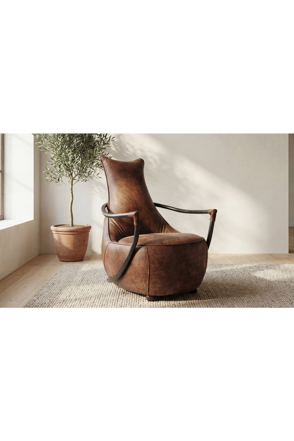 Modern European furniture - Brown Leather Club Chair - www.oroa.com | Oroa.com