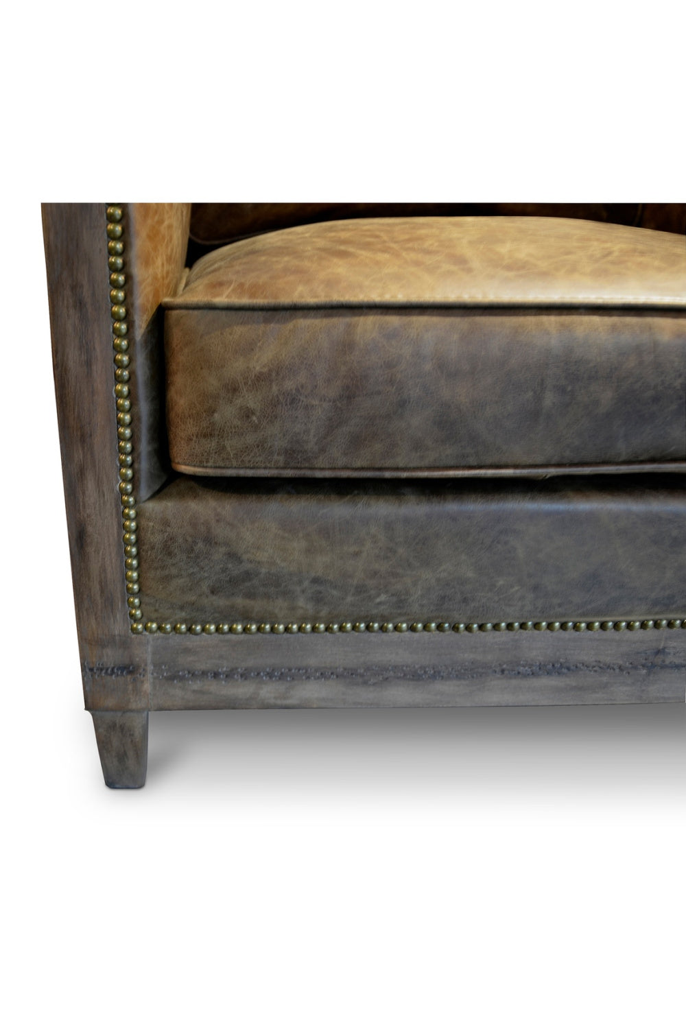 Modern European furniture - Brown Leather Studded Club Chair - www.oroa.com | Oroa.com