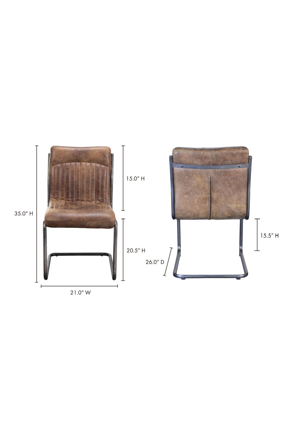 Modern European furniture - Brown Leather Dining Chair Set (2) - www.oroa.com | Oroa.com