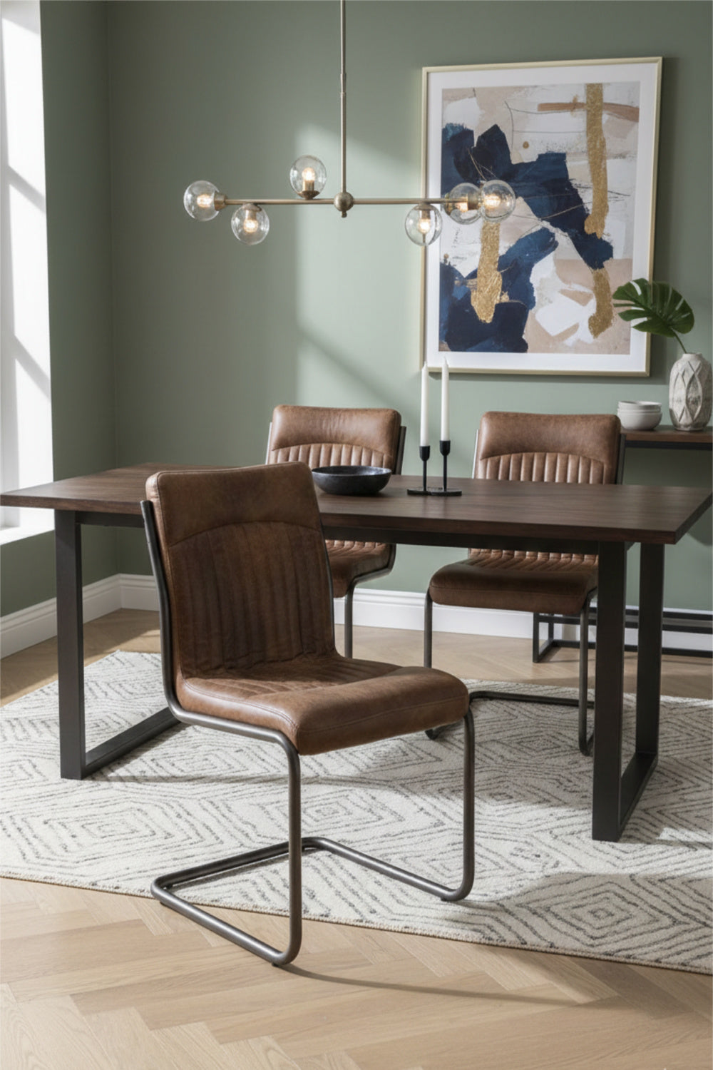 Modern European furniture - Brown Leather Dining Chair Set (2) - www.oroa.com | Oroa.com