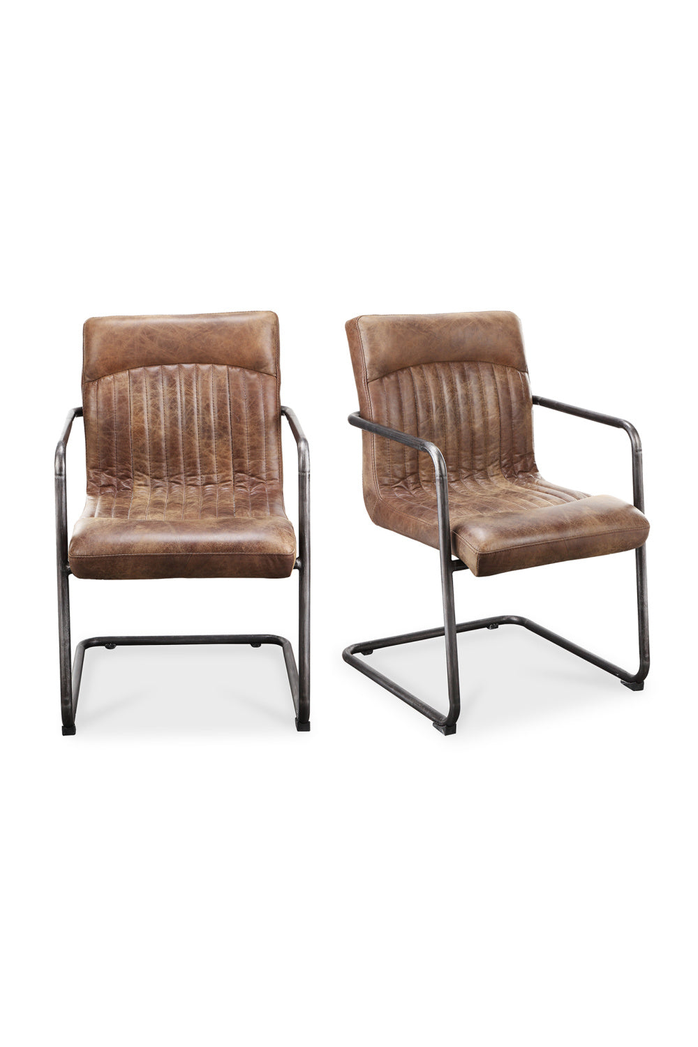 Modern European furniture - Brown Leather Lounge Armchair Set (2) - www.oroa.com | Oroa.com