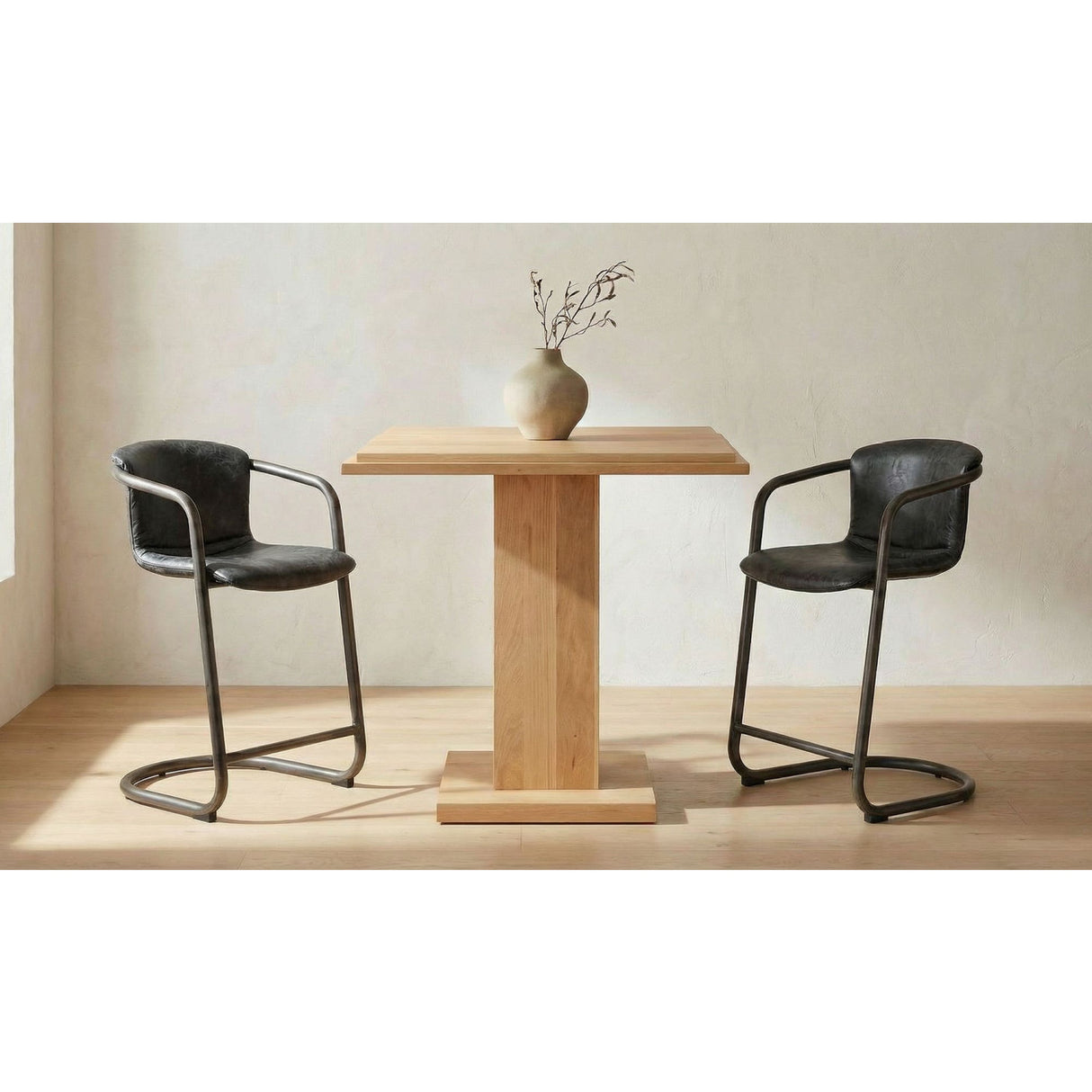 Modern European furniture - Leather Cantilevered Bar Stool Set (2) - www.oroa.com | Oroa.com