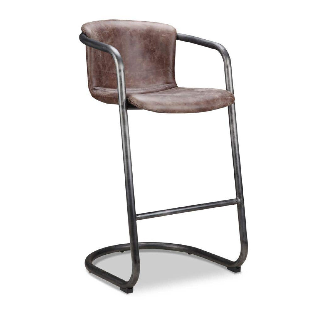 Modern European furniture - Leather Cantilevered Bar Stool Set (2) - www.oroa.com | Oroa.com