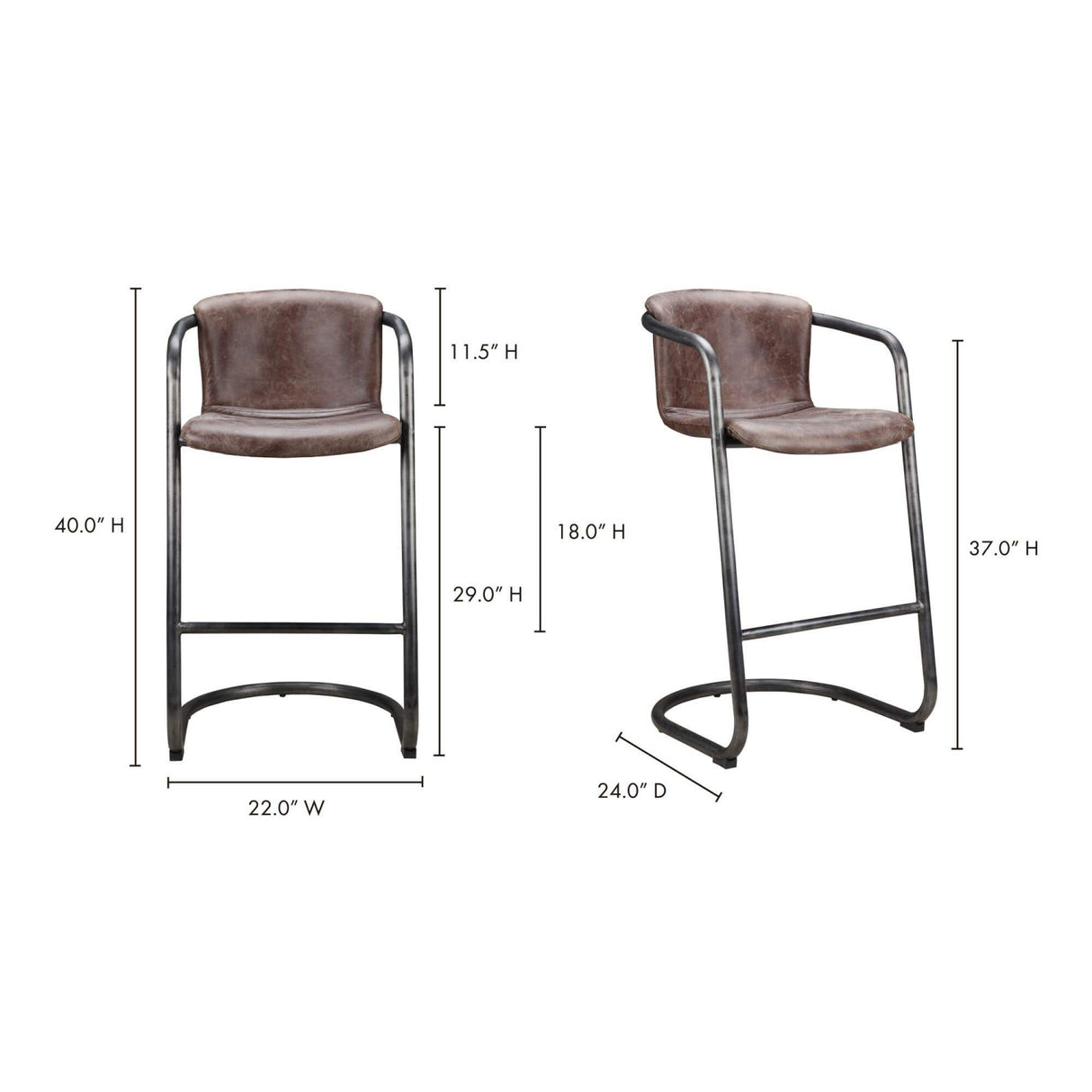 Modern European furniture - Leather Cantilevered Bar Stool Set (2) - www.oroa.com | Oroa.com