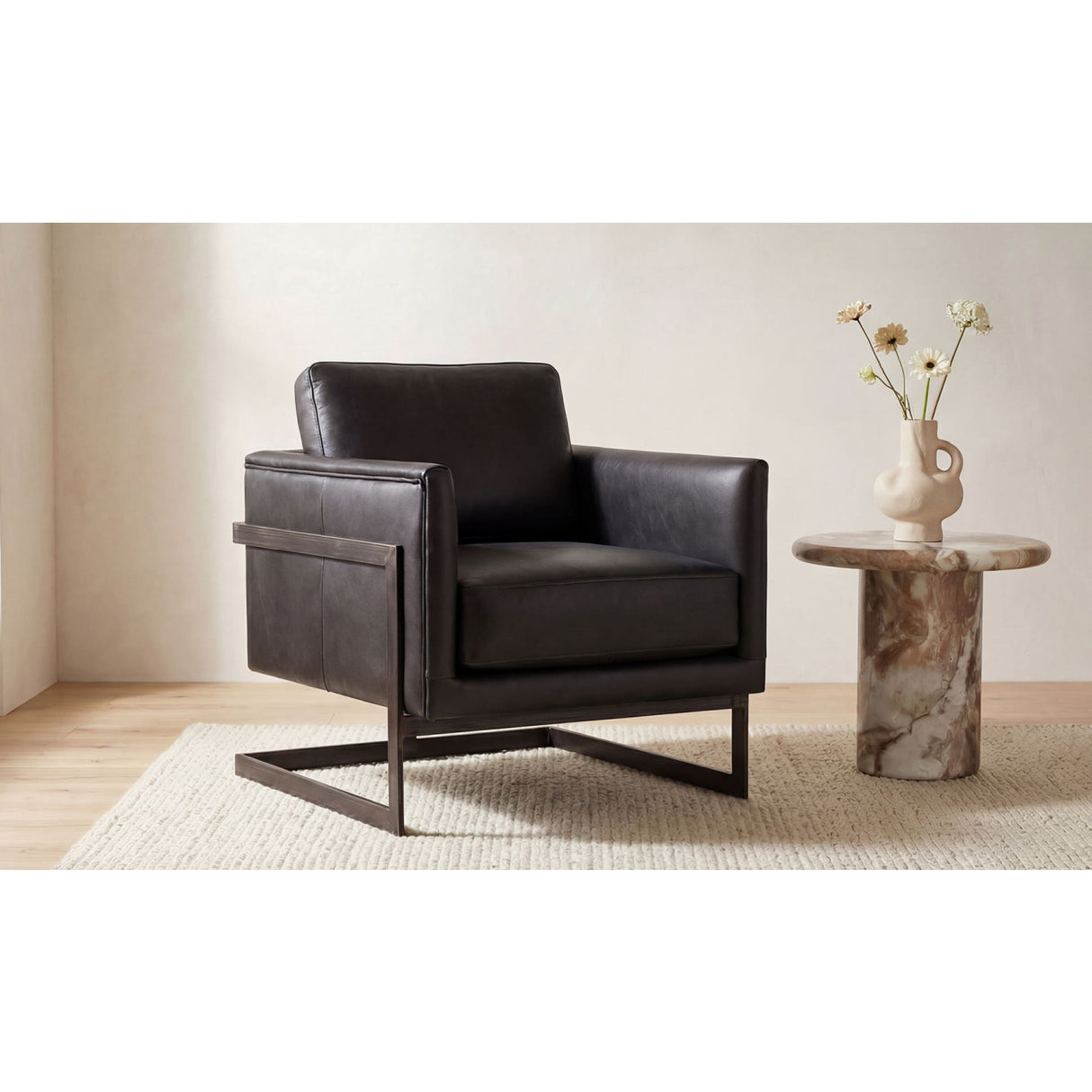 Modern European furniture - Leather Cantilevered Club Chair - www.oroa.com | Oroa.com