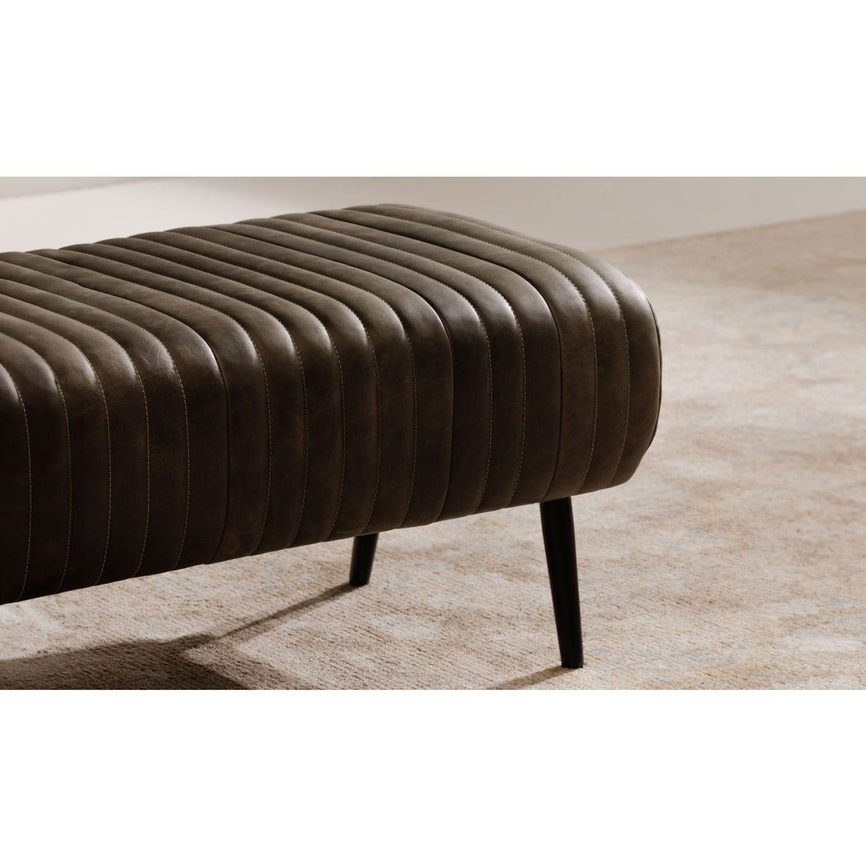 Modern European furniture - Quilted Green Leather Bench - www.oroa.com | Oroa.com