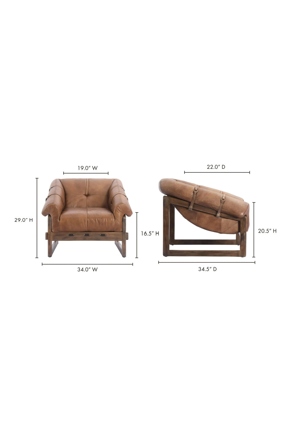 Modern European furniture - Brown Leather Strapped Accent Chair - www.oroa.com | Oroa.com