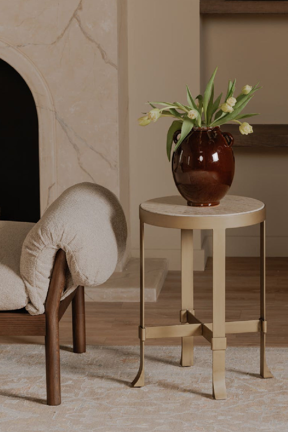 Modern European furniture - Round Travertine Accent Table - www.oroa.com | Oroa.com