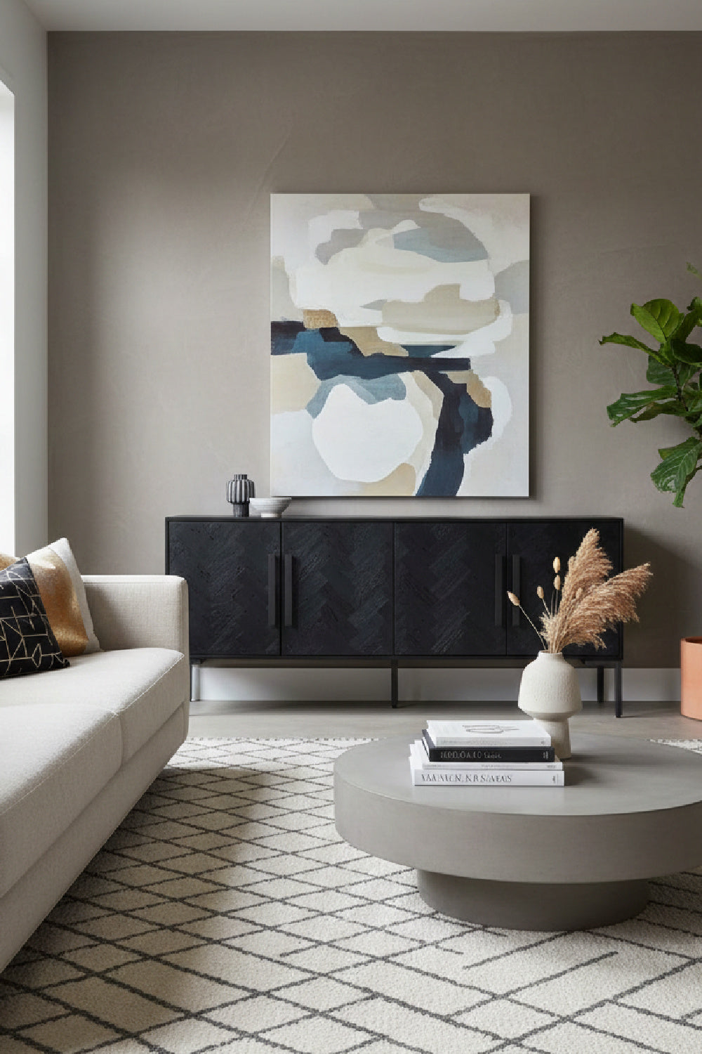 Modern European furniture - Black Herringbone 4-Door Sideboard - www.oroa.com | Oroa.com