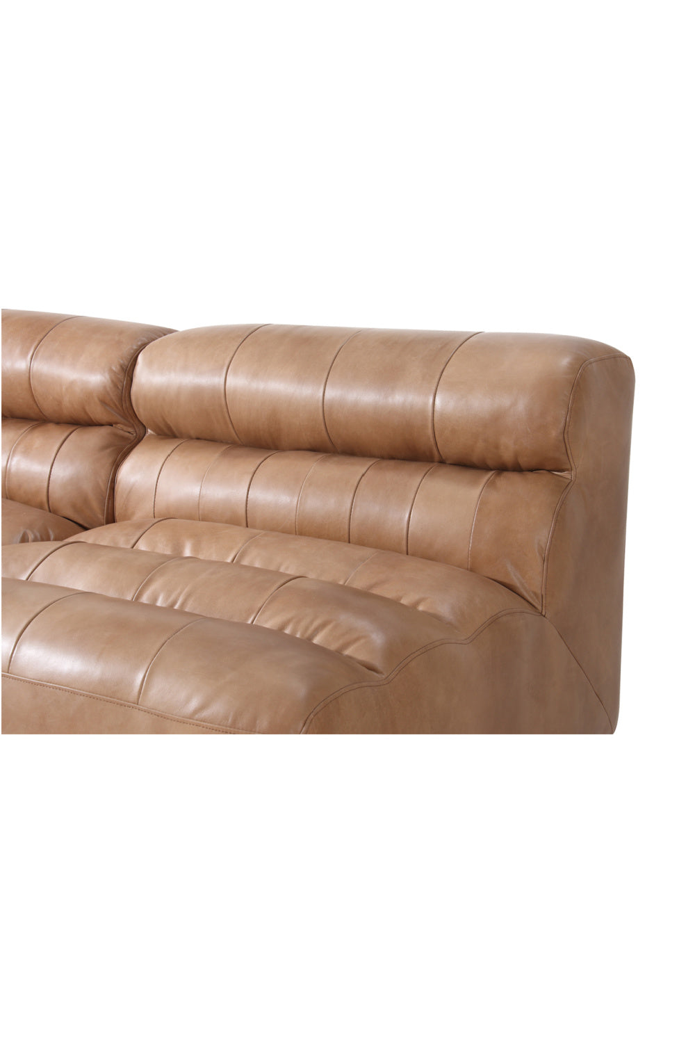 Modern European furniture - Ribbed Tan Leather Sectional Sofa - www.oroa.com | Oroa.com