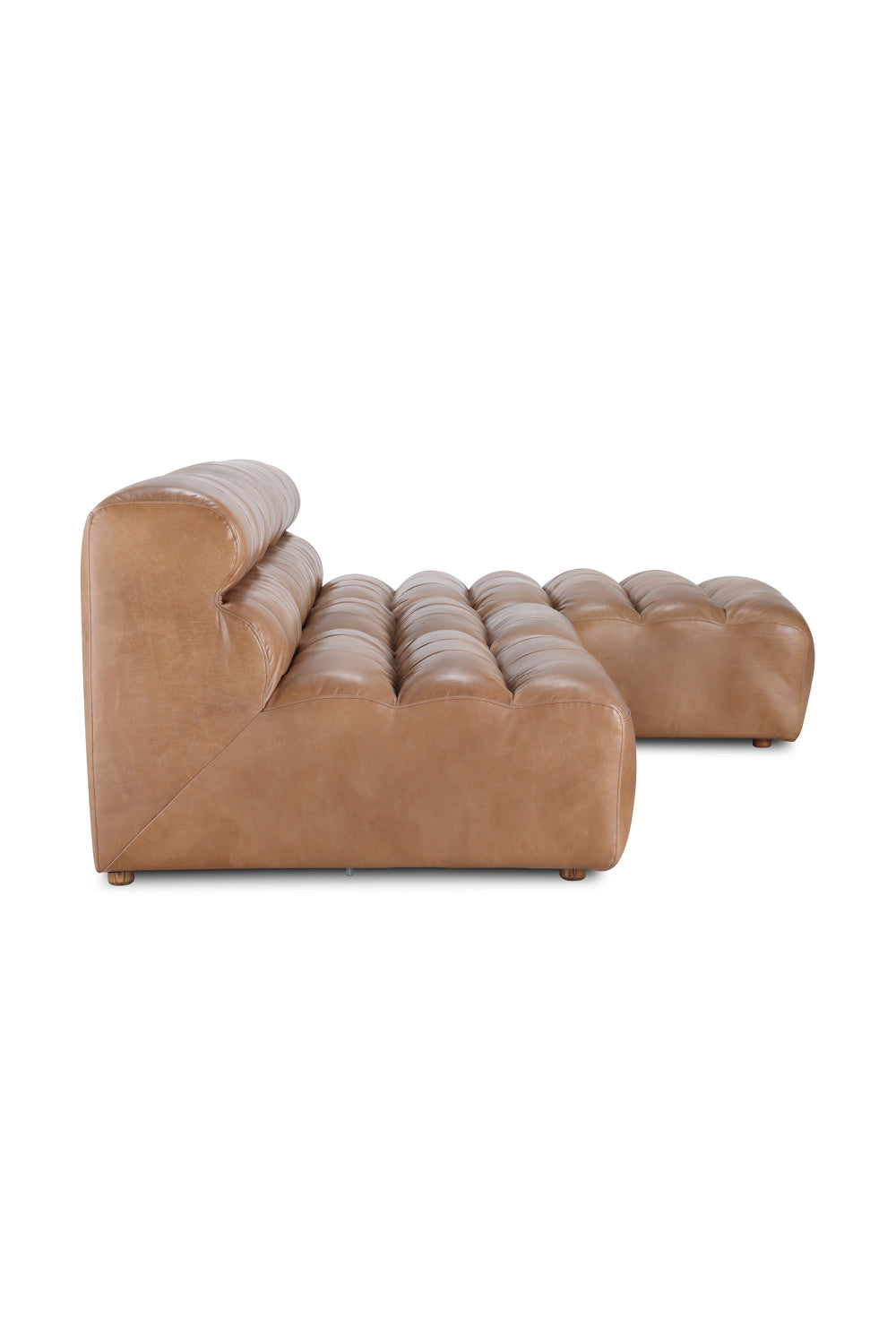 Modern European furniture - Ribbed Tan Leather Sectional Sofa - www.oroa.com | Oroa.com