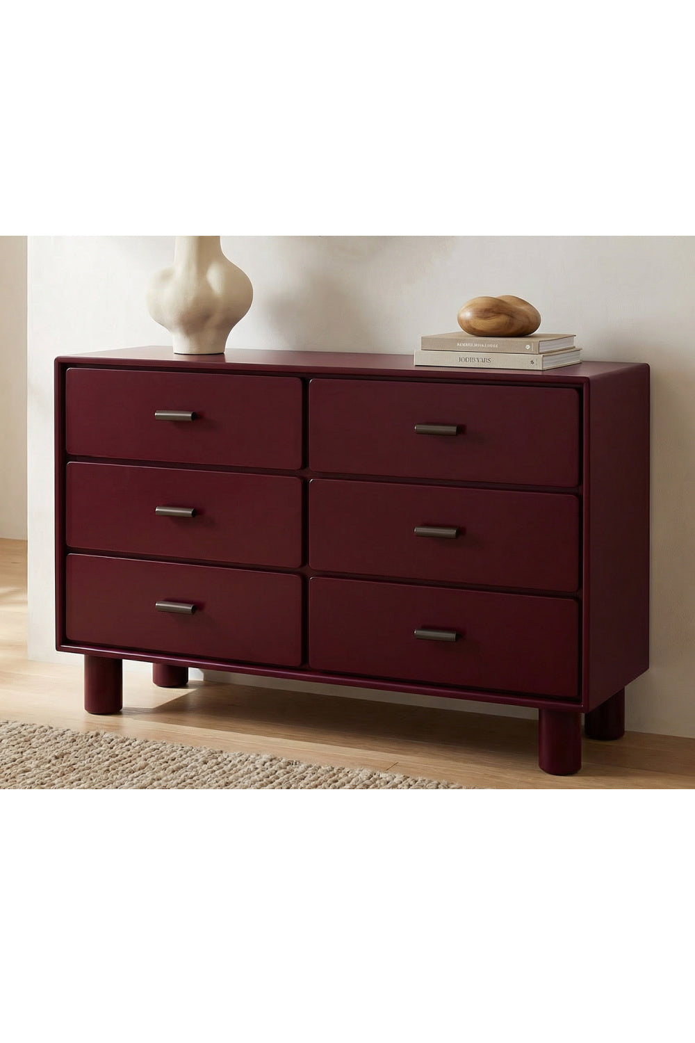 Modern European furniture - Red Wooden 6-Drawer Dresser - www.oroa.com | Oroa.com