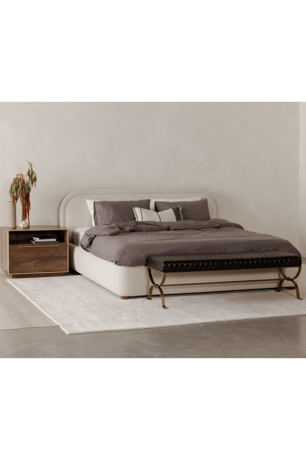 Modern European furniture - Beige Velvet Queen Bed - www.oroa.com | Oroa.com